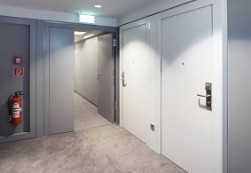 Interiérové dvere PRÜM Standard CPL laminát - Šedá, Biely lak