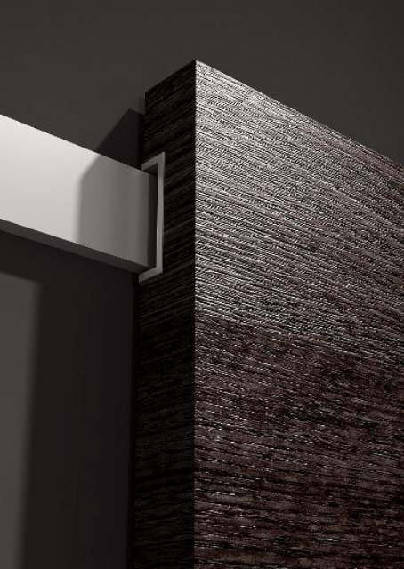Detail posuvného kovania MINIMA pre drevené dvere